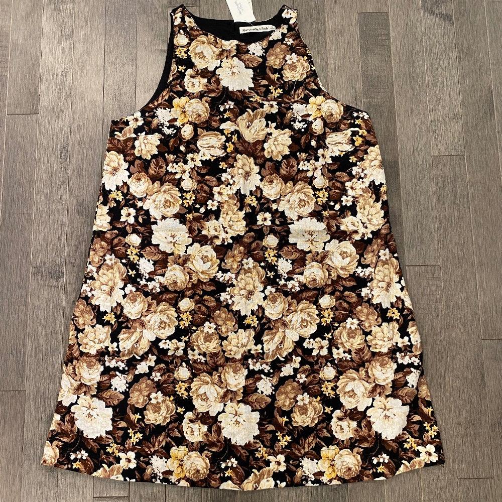 NWT Abercrombie & Fitch High-Neck Linen-Blend Mini Dress